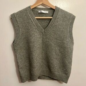 Zara Gray Wool Blend Sweater Vest